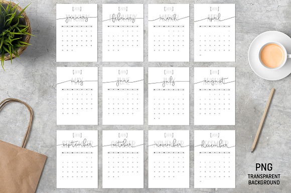 Calendar 2018 Minimalistic  in Stationery Templates - product preview 1