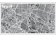 Guadalajara Mexico City Map in Retro