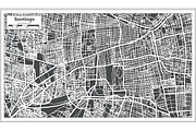 Santiago Chile City Map in Retro