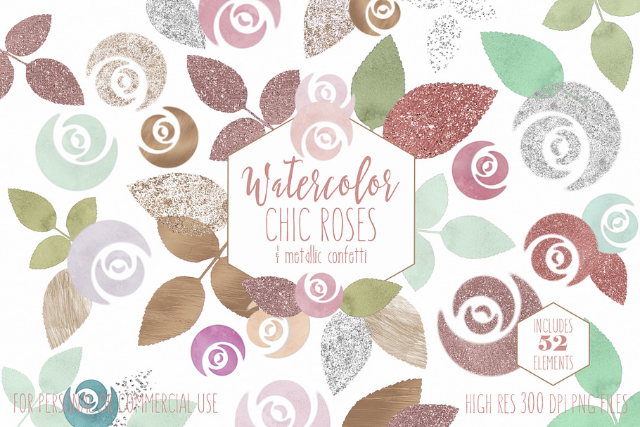 Mint & Blush Chic Floral Clipart