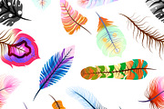 Magic feathers, seamless pattern