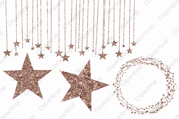 Rose Gold Metallic Star Clipart in Illustrations - product preview 2