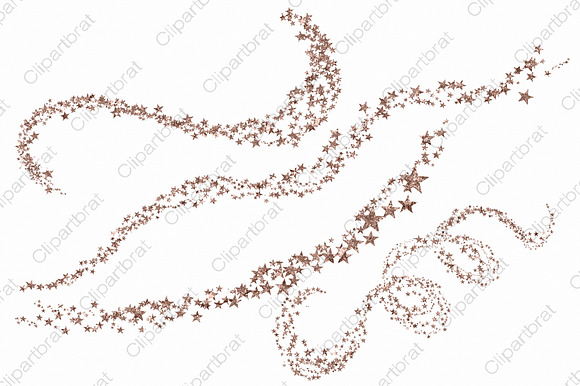Rose Gold Metallic Star Clipart in Illustrations - product preview 3
