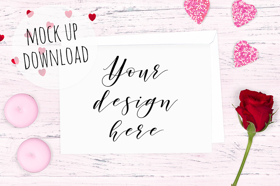 Pretty Valentines Card Mockup in Print Mockups - product preview 8