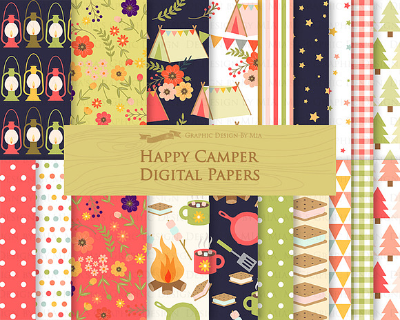 Happy Camper, Camping, Red & Green in Illustrations - product preview 3