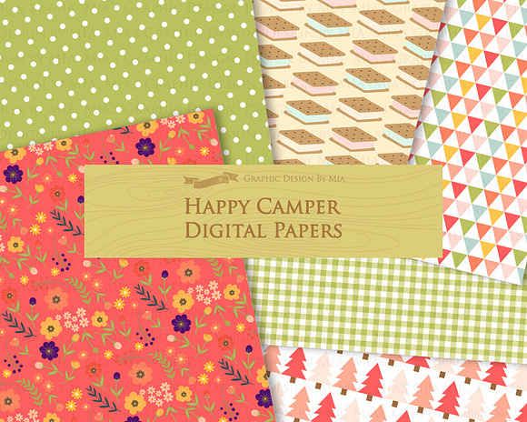 Happy Camper, Camping, Red & Green in Illustrations - product preview 10