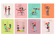 Happy Valentines Day Posters Vector Illustration