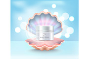 Cosmetic Cream Jar in Shell Vector Illustration