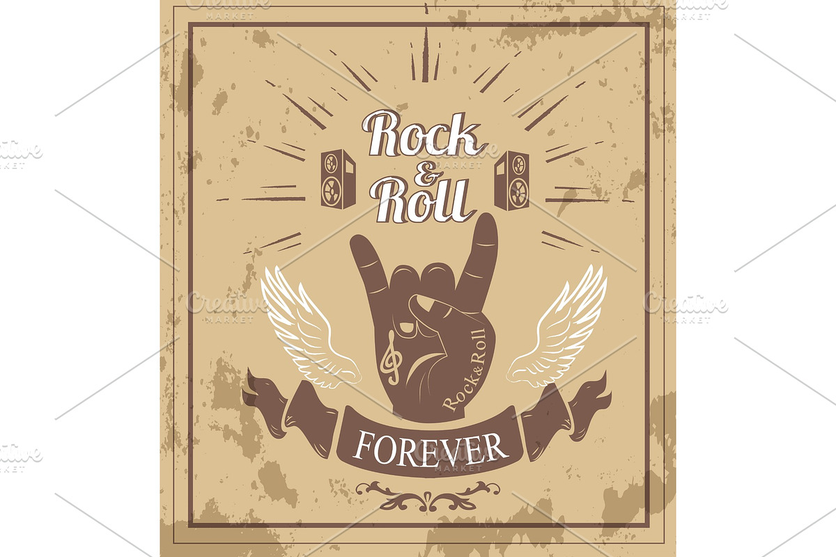 Rock'n'roll Forever Ribbon Vector Illustration in Illustrations - product preview 8