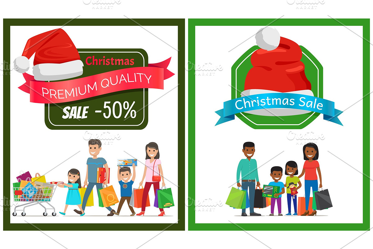 Pair of Christmas Sale Cards Vector Illustration in Objects - product preview 8