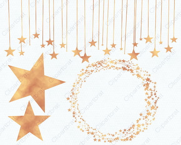 Orange Watercolor Star Clipart in Illustrations - product preview 3