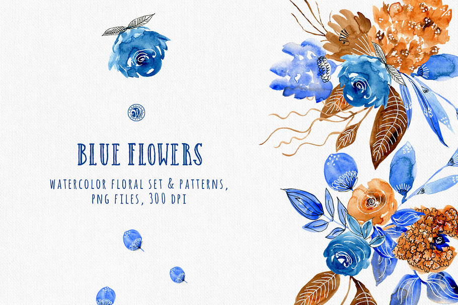 Blue Flowers in Illustrations - product preview 8