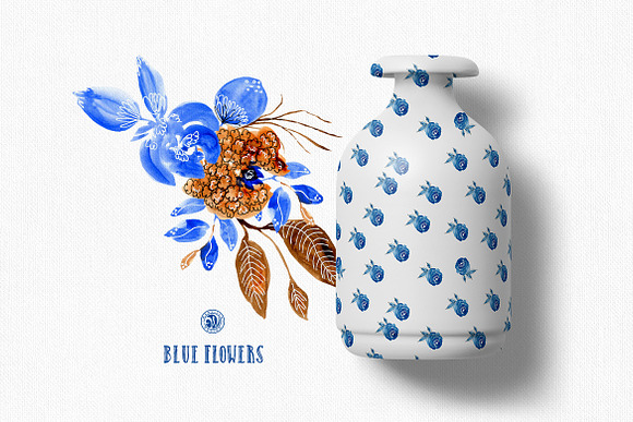 Blue Flowers in Illustrations - product preview 4