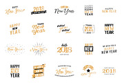 New Years 2018 Vector Text Set