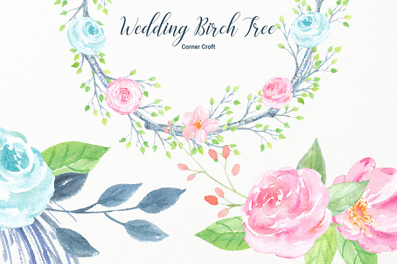 Watercolor Wedding Birch Tree in Illustrations - product preview 5
