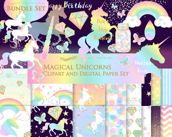 Magical Unicorns, Einhorn, Rainbow in Illustrations - product preview 6