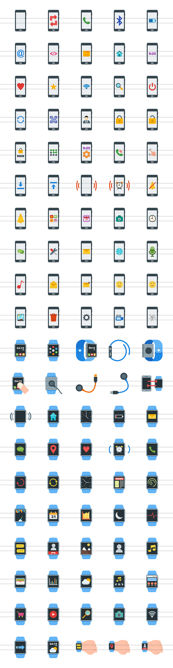 100 Smartphone & Watch Flat Icons in Icons - product preview 1