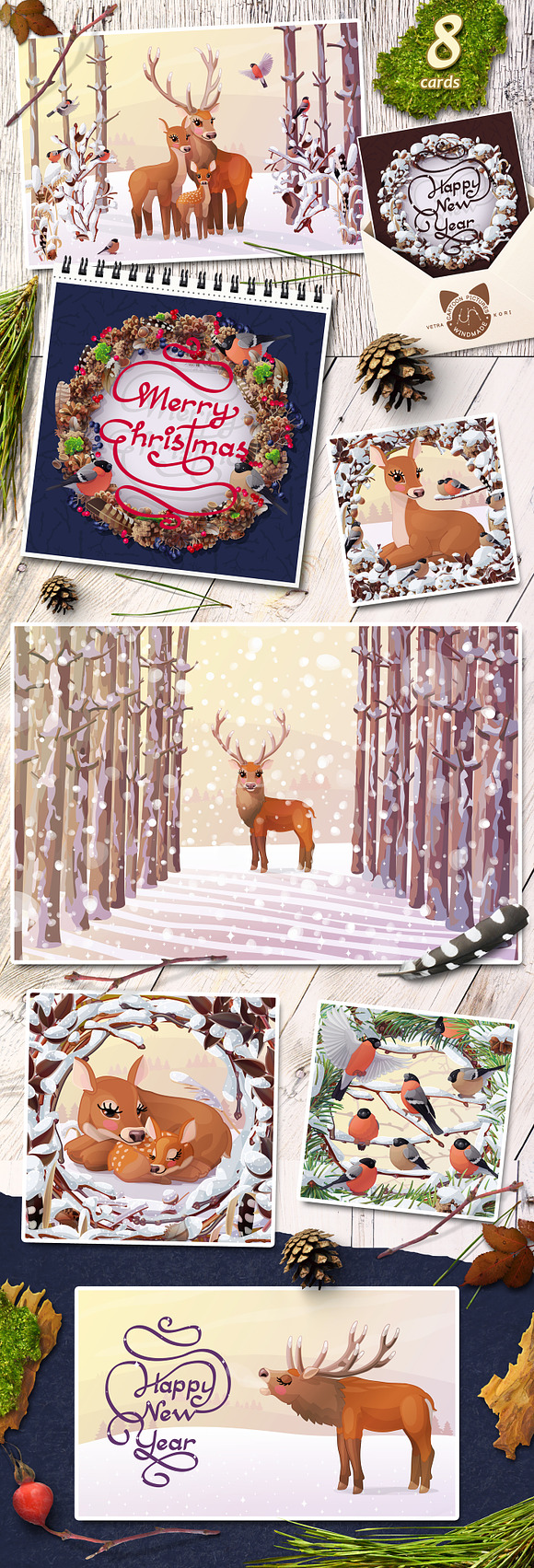 vector SET Winter Forest in Illustrations - product preview 12