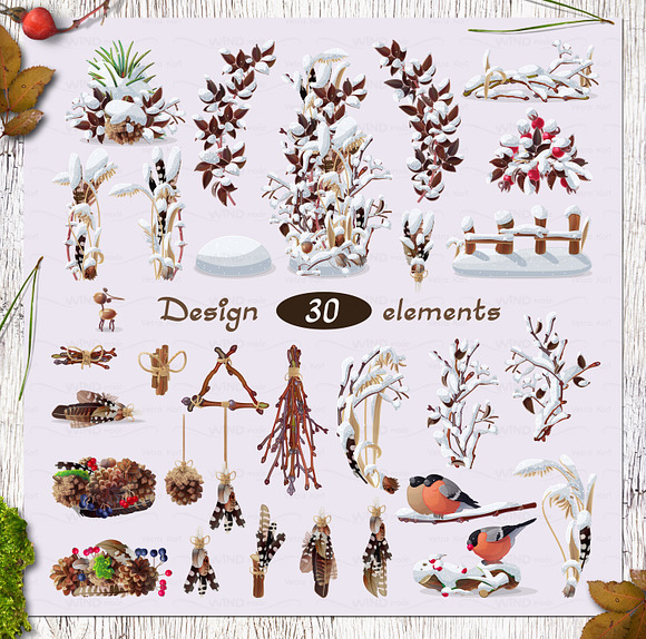vector SET Winter Forest in Illustrations - product preview 14