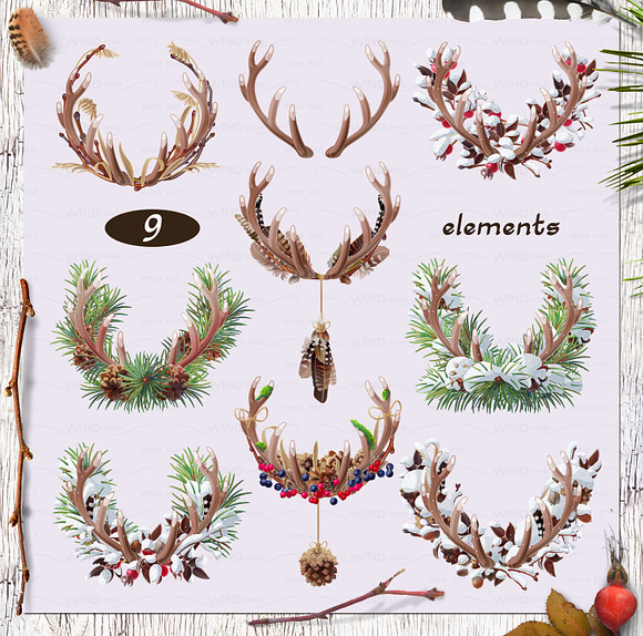 vector SET Winter Forest in Illustrations - product preview 16