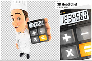 3D Head Chef Holding Calculator