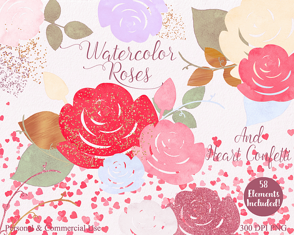 Simple Roses in Pink & Rose Gold in Illustrations - product preview 4