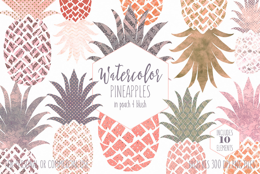 Peach Tropical Pineapple Clipart