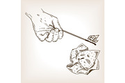Hand match paper engraving vector illustration