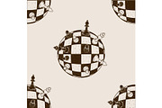 Spherical chess seamless pattern engraving vector