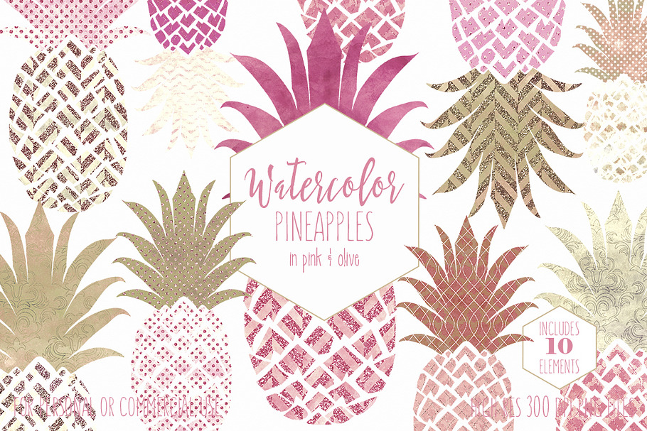 Pink & Rose Gold Tropical Pineapples