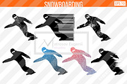 Silhouette of a snowboard rider from