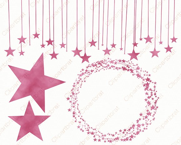 Mauve Pink Celestial Stars Clipart in Illustrations - product preview 2