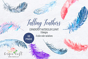 Watercolor Falling Feathers