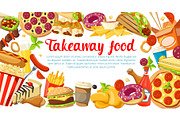 Fast food poster with frame of takeaway dishes