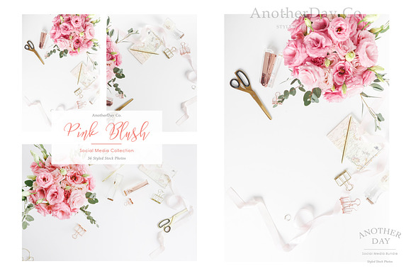 Pink Blush Desk Styled Stock Photo in Print Mockups - product preview 1