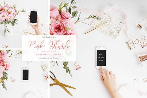 Pink Blush iPhone Styled Stock Photo in Mobile & Web Mockups - product preview 1