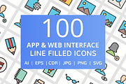 100 App & Web Filled Line Icons
