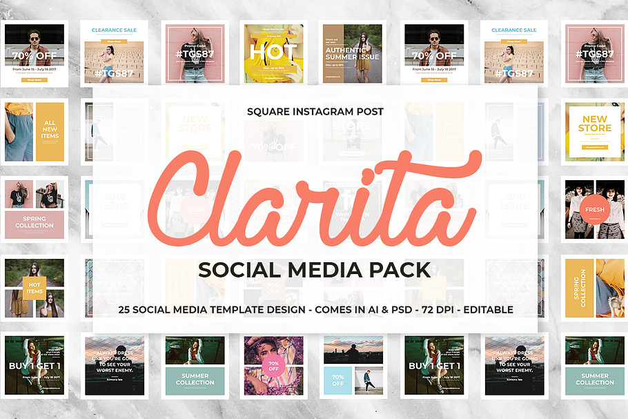 Clarita Social Media Pack | 50% OFF! in Instagram Templates - product preview 8