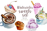 Watercolor desserts collection