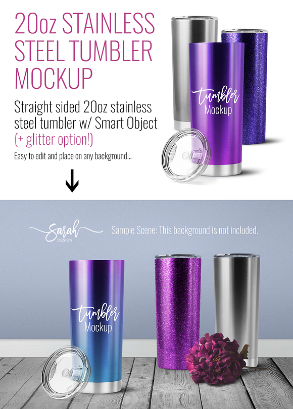 20oz Stainless Steel Straight Sided in Product Mockups - product preview 6