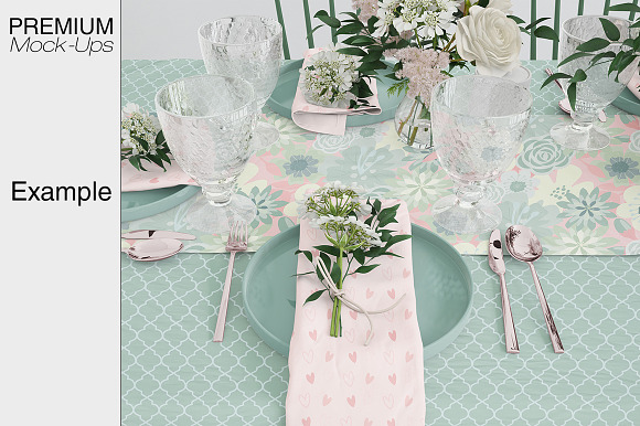 Tablecloth, Runner & Napkins in Product Mockups - product preview 11