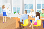 Business Seminar in Office Vector Illustration