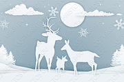 Deer Winter Scene Paper Art