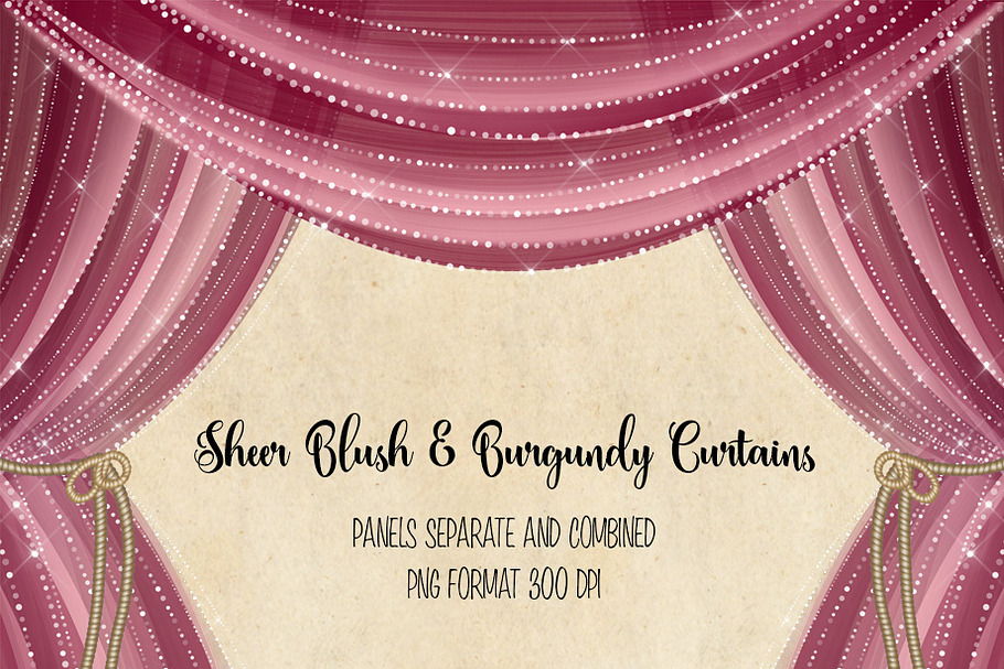 Sheer Blush and Burgundy Curtains