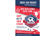 Soccer sport match of football championship poster
