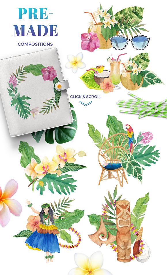 Hawaii - watercolor design bundle in Illustrations - product preview 2