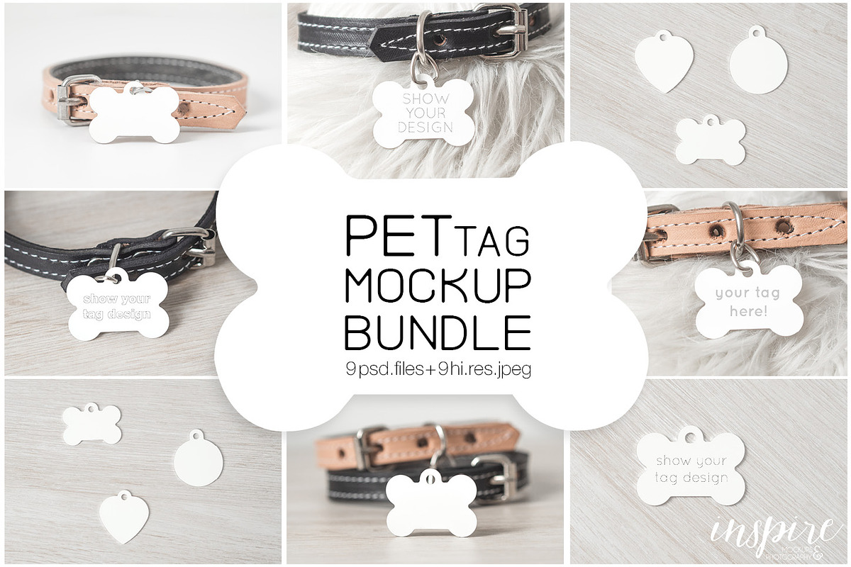 Bone Pet Tag PSD Mockup Bundle in Product Mockups - product preview 8