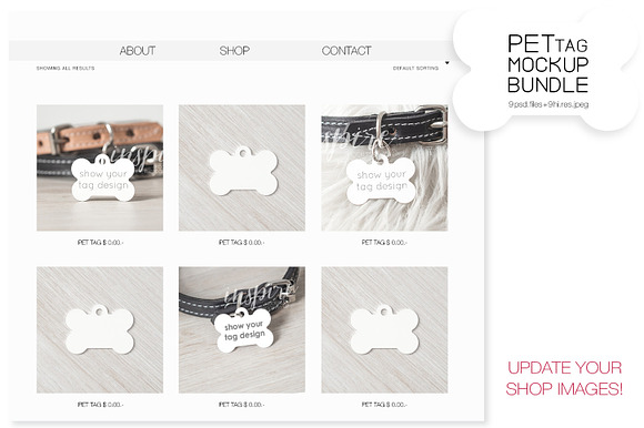 Bone Pet Tag PSD Mockup Bundle in Product Mockups - product preview 1