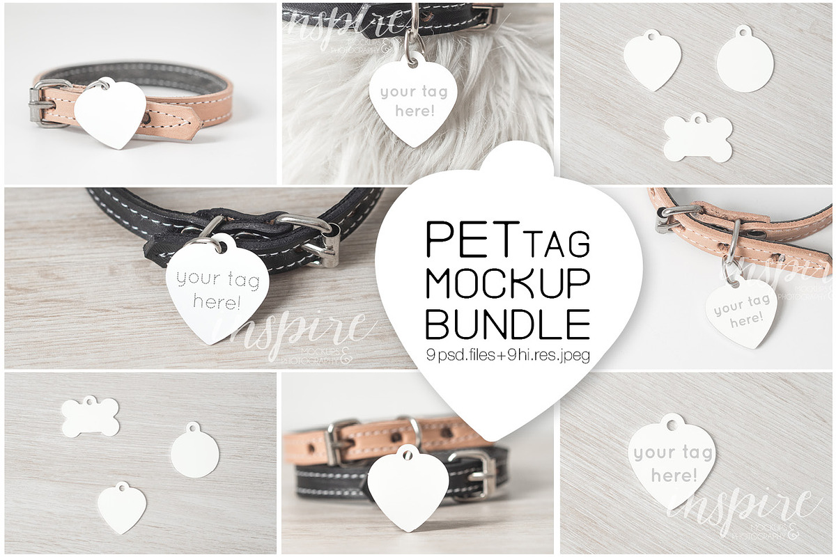 Heart Pet Tag Mockup + PSD in Product Mockups - product preview 8