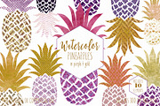 Tropical Pineapples Purple & Gold